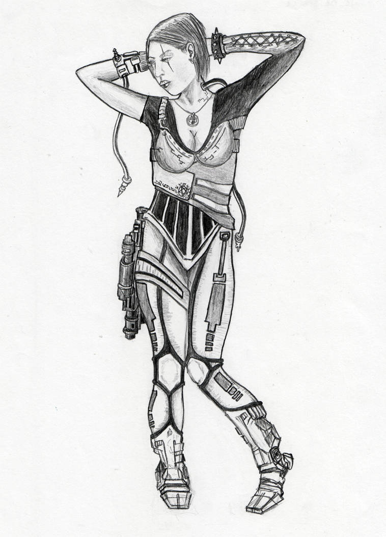 Cyberpunk girl pencil by VicenteRevertSanz on DeviantArt