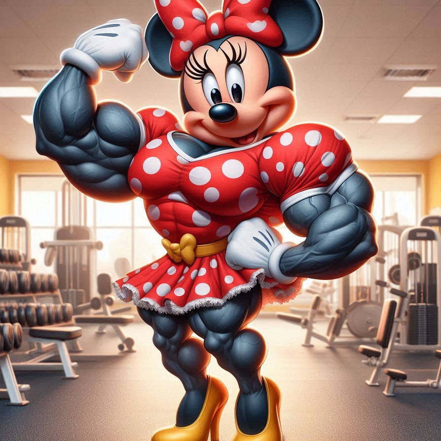 Muscle Minnie in gym. by MegaByteRed on DeviantArt