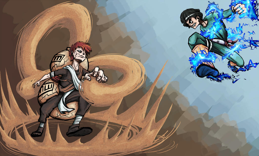 Gaara vs Rock Lee by piskomil on DeviantArt