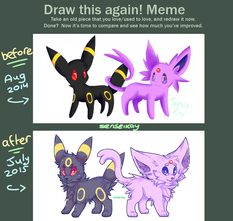 Draw This Again Meme - Umbreon + Espeon