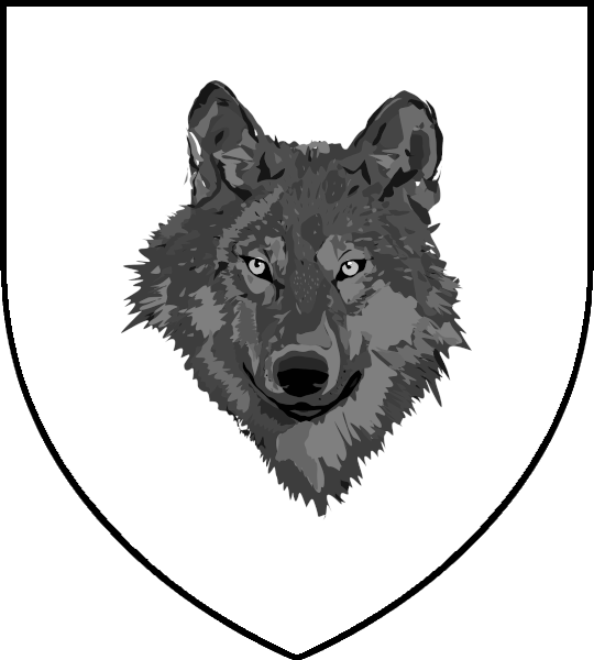Detailed depiction of house stark's direwolf sigil on a shield