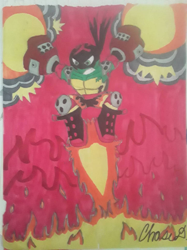 Tmnt 2012 Raphael, quirks: fire and explosion. by CD010h on DeviantArt