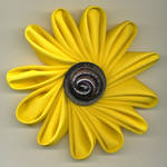 Sunflower Kanzashi Brooch by Wabbit-t3h