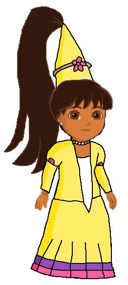 dora yellow princess dress 2003 Dora the Explorer Magic Hair Fairytale Princess Doll Yellow Dress WORKING