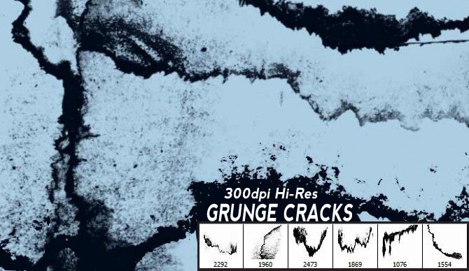 6 High Resolution Grunge Cracks Brushes