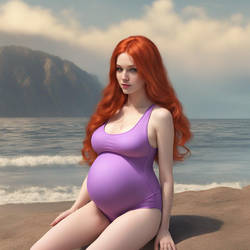 Pregnant redhead swimsuit