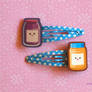 Kawaii Peanut Butter and Jelly Hair Clips