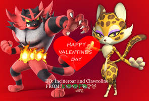 Happy Valentine's Day Incineroar and Clawroline