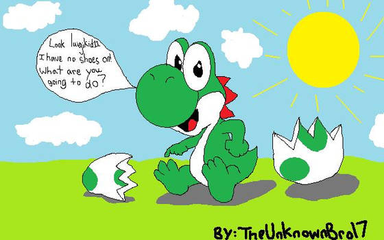 A Baby Yoshi With No Boots