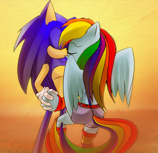 sonic and rainbow dash kiss