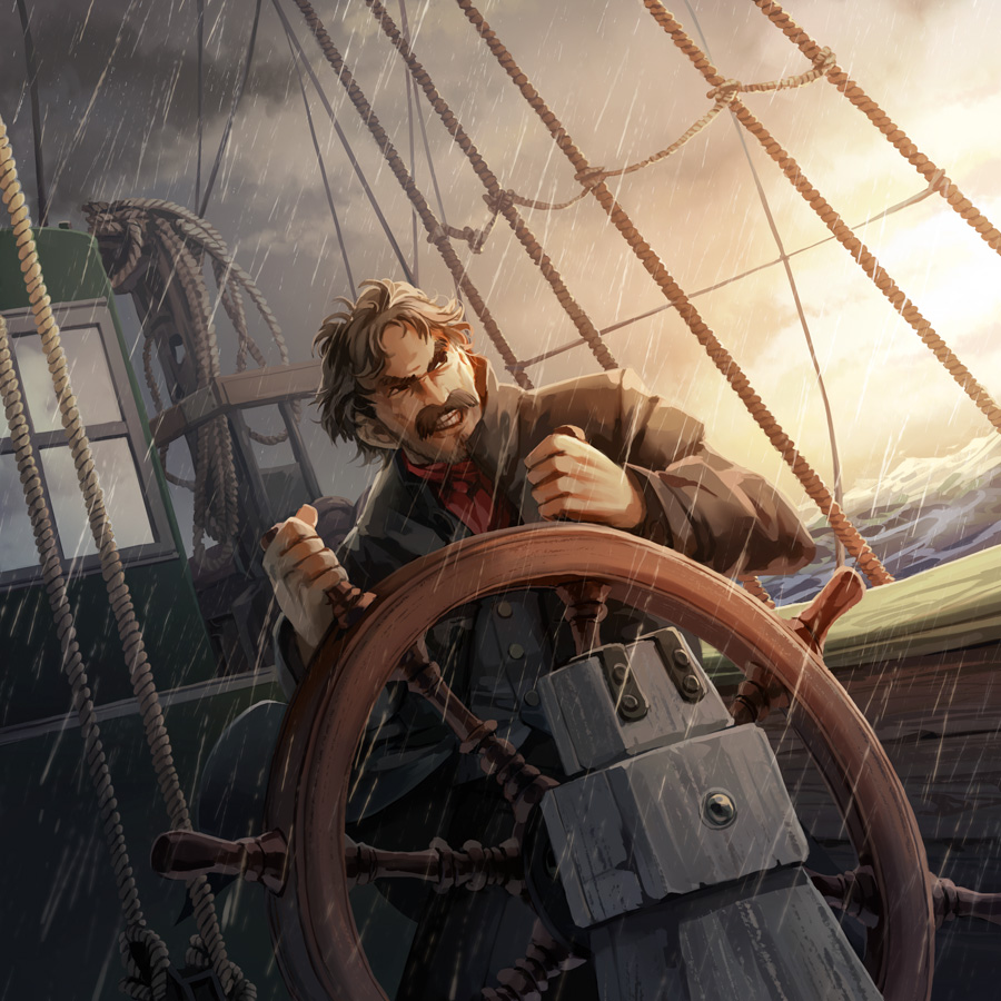 Pirate on the deck of a pirate ship during storm by Coolarts223 on