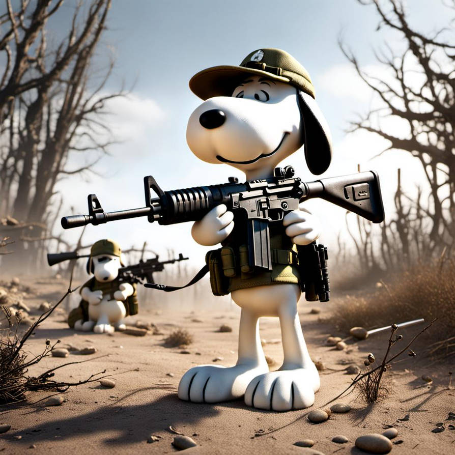 Snoopy and woodstock war torn carrying assault rif by tonyp61 on DeviantArt