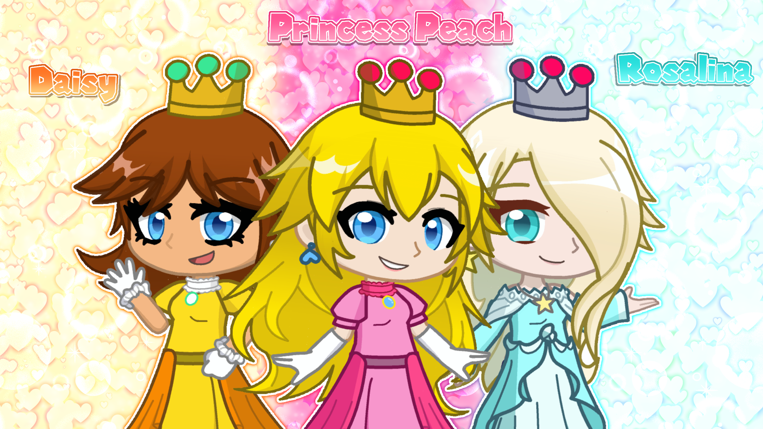Peach, Daisy, and Rosalina in Gacha Life 2 by softmoonbow on DeviantArt