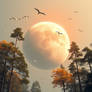 A Young Planet With Tall Trees And Birds Flying Th