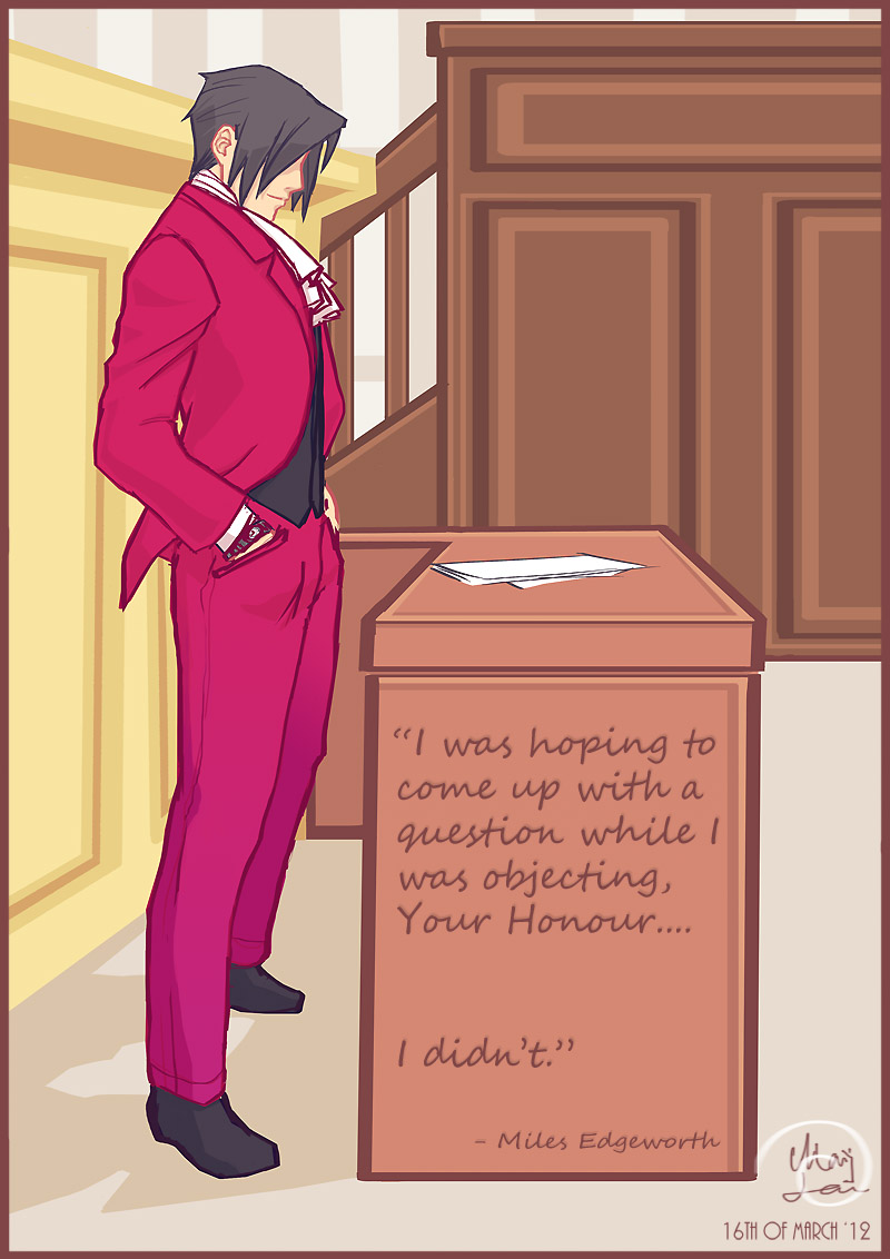 Ace Attorney: Miles Edgeworth in courtroom