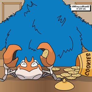 look out krabby the cookie monster is