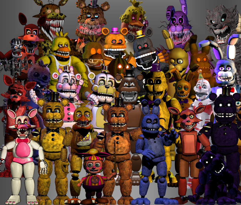 Fnaf All animatronics charakters by Toku17 on DeviantArt