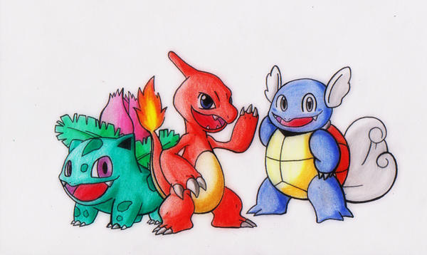 Pokemon Generation 1: Kanto Starter First Evolve by Sajiro158 on DeviantArt
