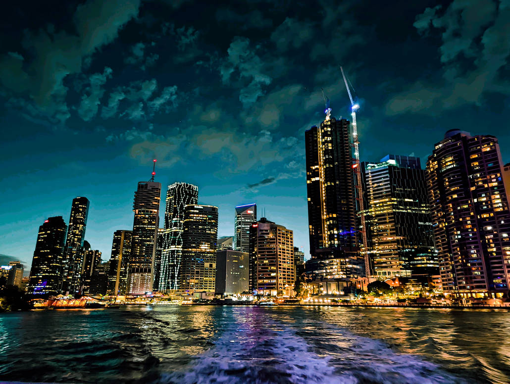 Brisbane City Lights from Ferry