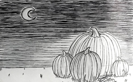 Drawing Progress: Day #6 (Pumpkin Night)