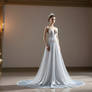 women in wedding dress long dress