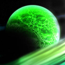 Green Planet with Ring