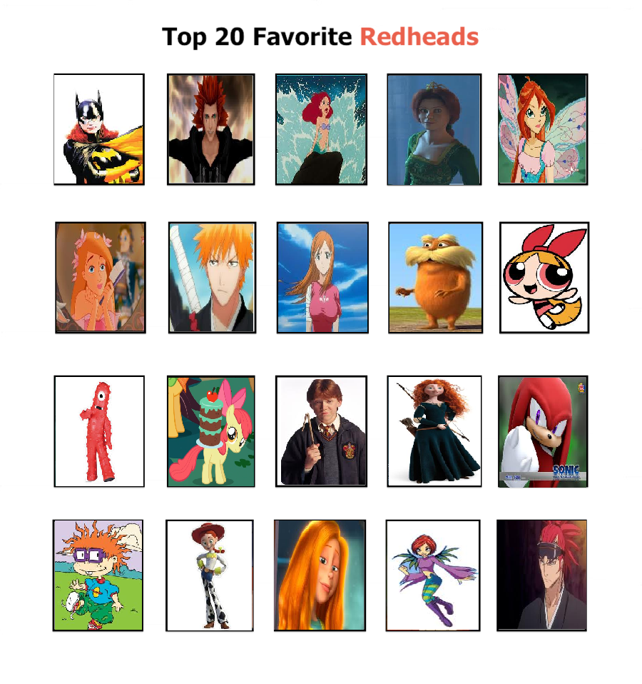 Katie's Top 20 Redhead Characters by KatieGirlsForever on DeviantArt