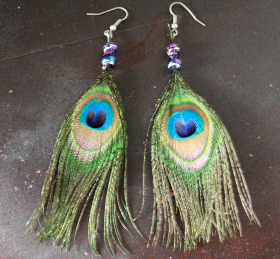 Peacock feather earrings