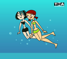 Gwen and Zoey - Swimming Underwater (COMMISSION)