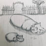 ~~happy hippos in front of a pencil fence