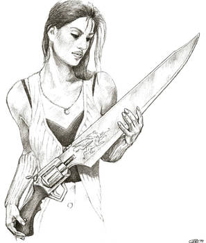 Rinoa with Squall's Gunblade