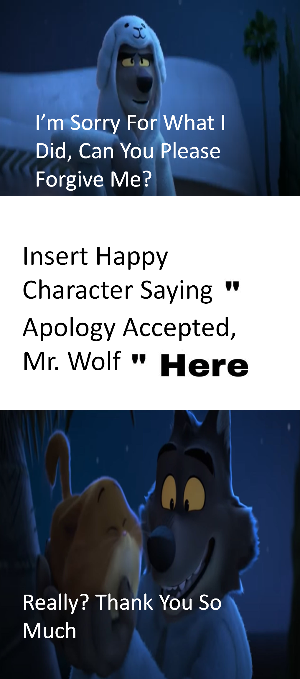 Who Accepts Mr. Wolf's Apology? by Nicolefrancesca on DeviantArt
