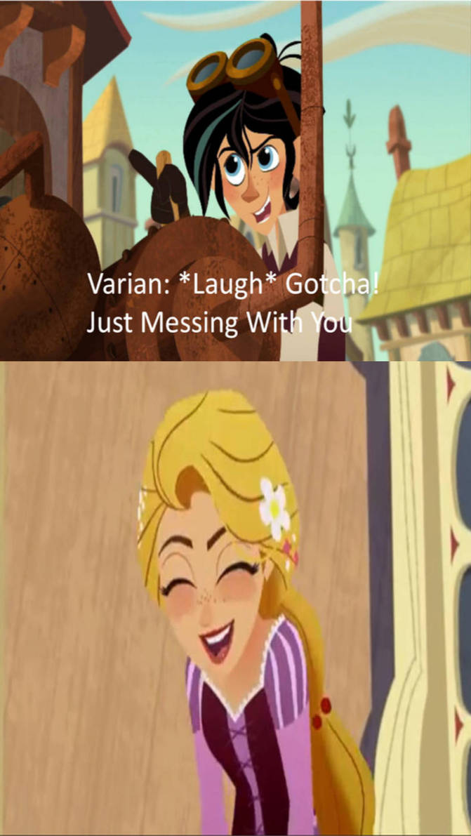Rapunzel Laughs At Varian Pranking Eugene by Nicolefrancesca on DeviantArt