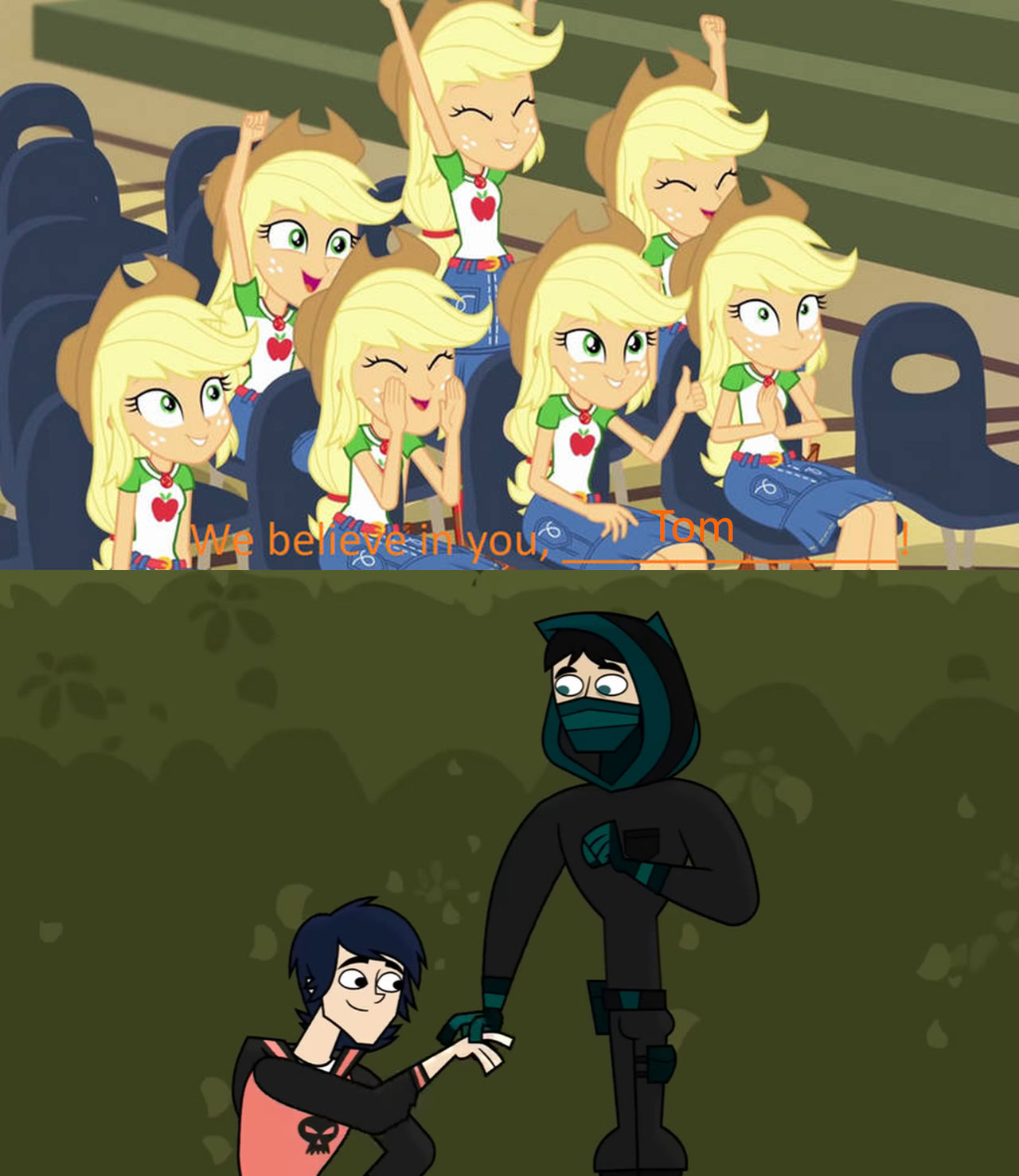 Multiple Applejacks cheering for Tom by Nicolefrancesca on DeviantArt