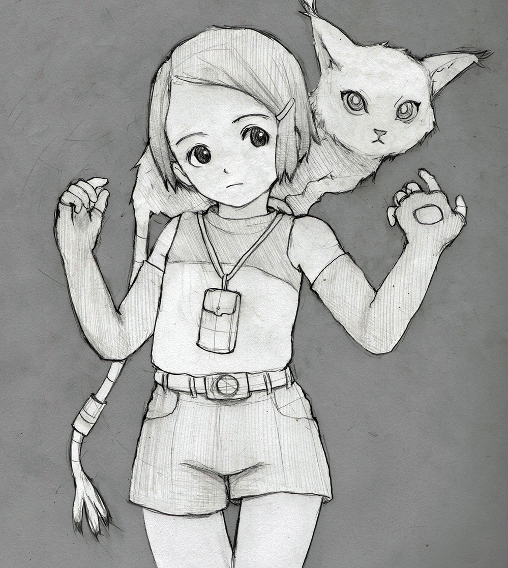 Digimon - Hikari and Gatomon (Sketch)