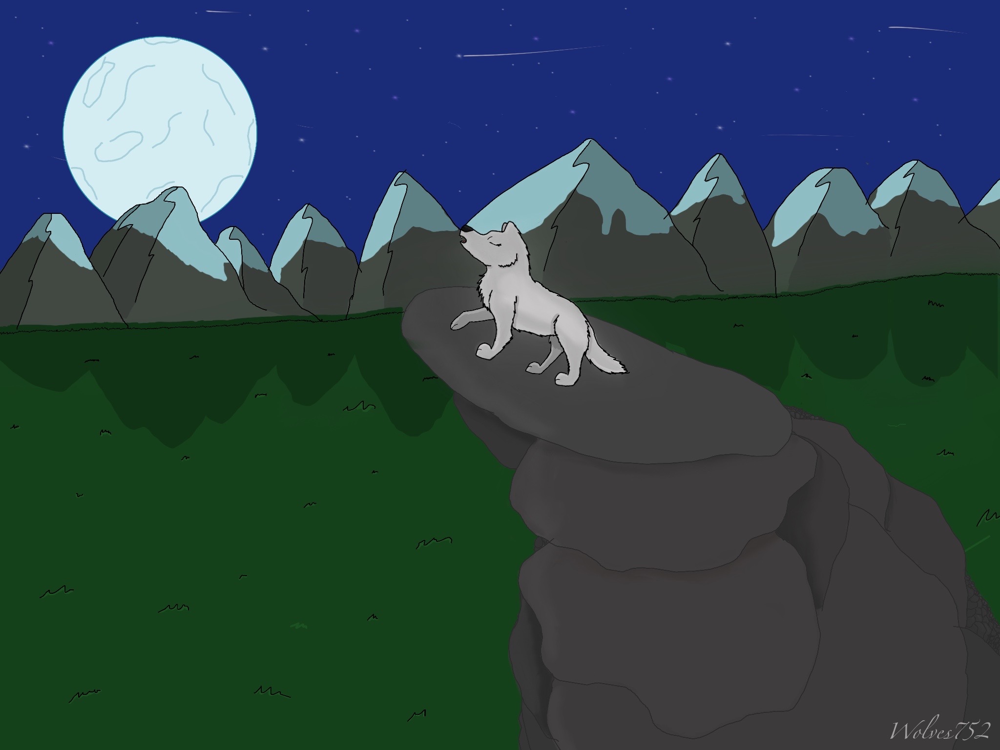 Wolf howling by wolves752 on DeviantArt