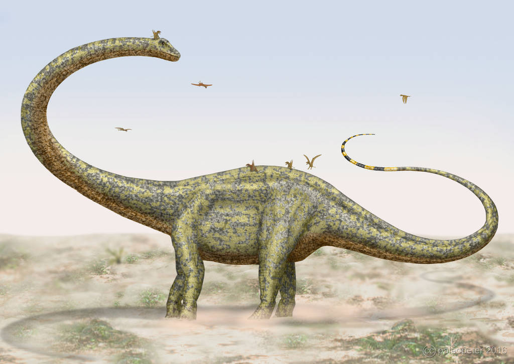 Barosaurus being pestered by Pterosaurs. by paleopeter
