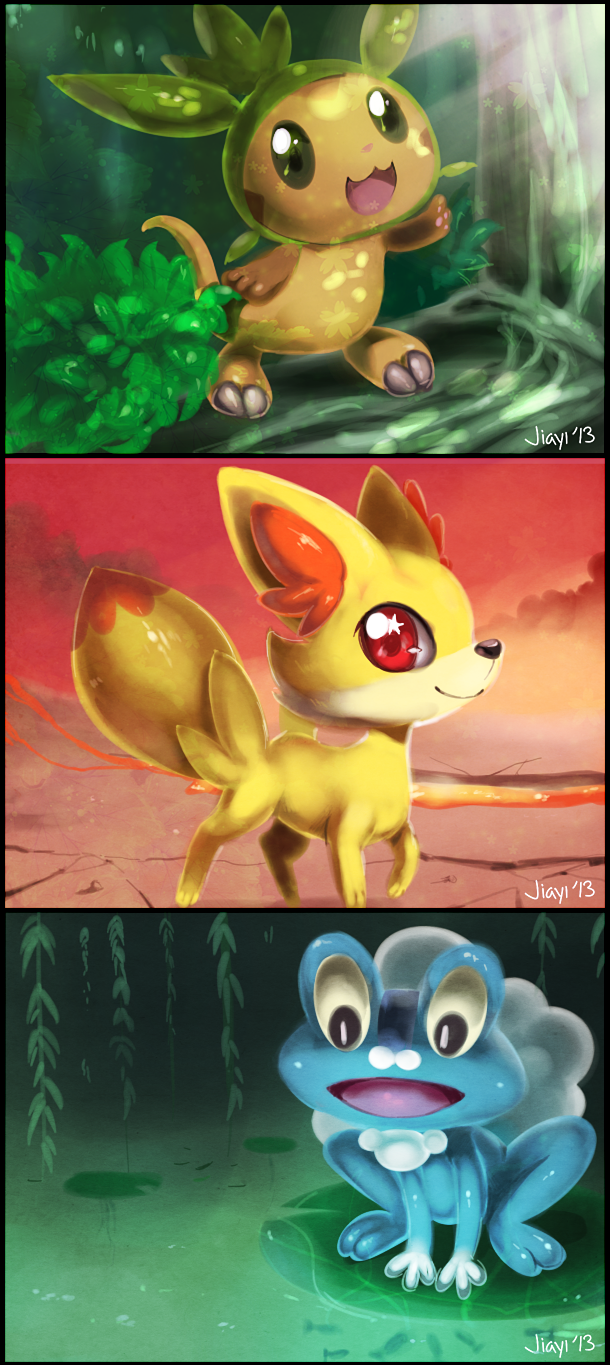 PokemonXY Starters:  Chespin, Fennekin and Froakie