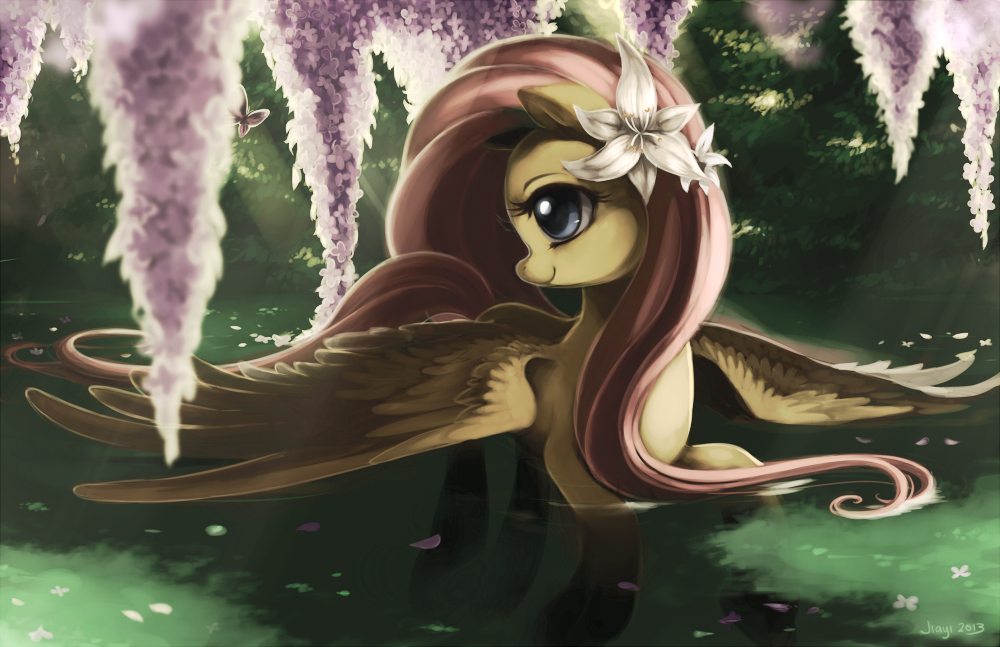 Fluttershy with lilacs by Jiayi
