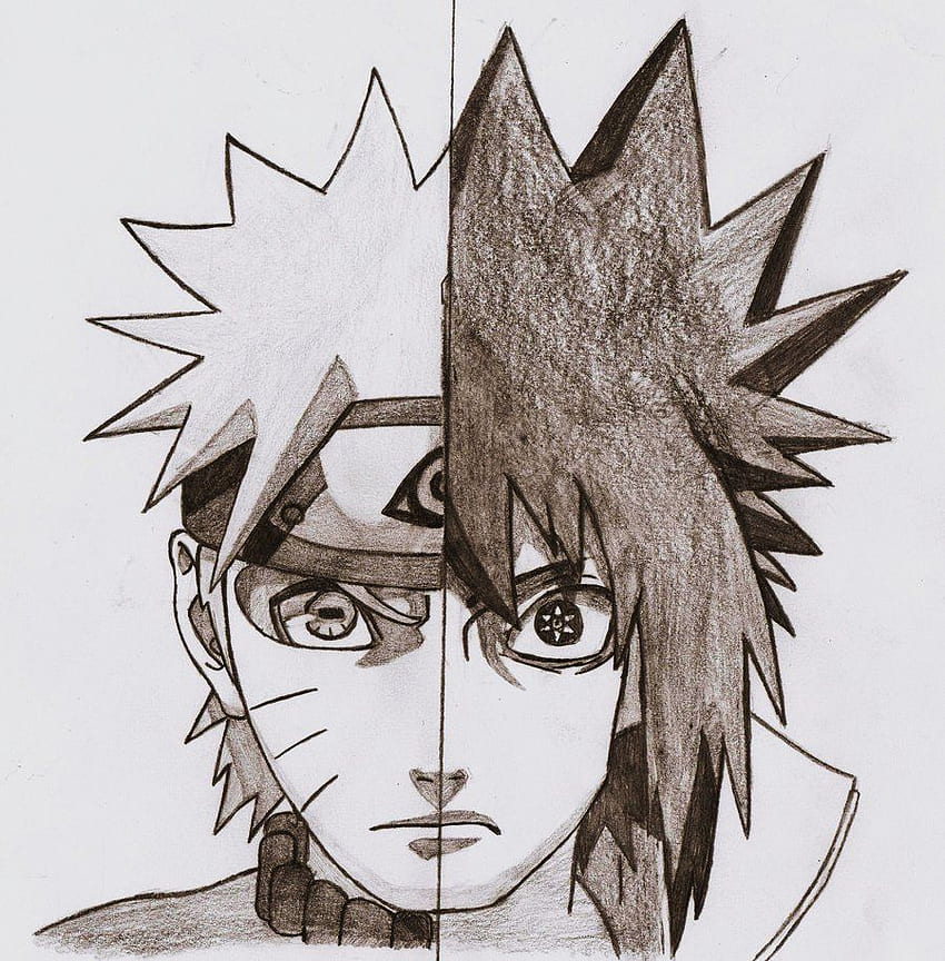 How to draw Naruto half face step by step