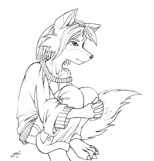 kitsume sitting by HalleyValentine on DeviantArt