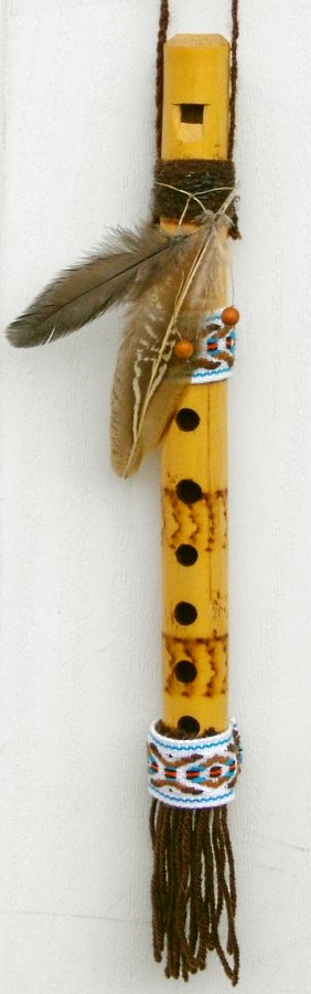 Teal and brown flute