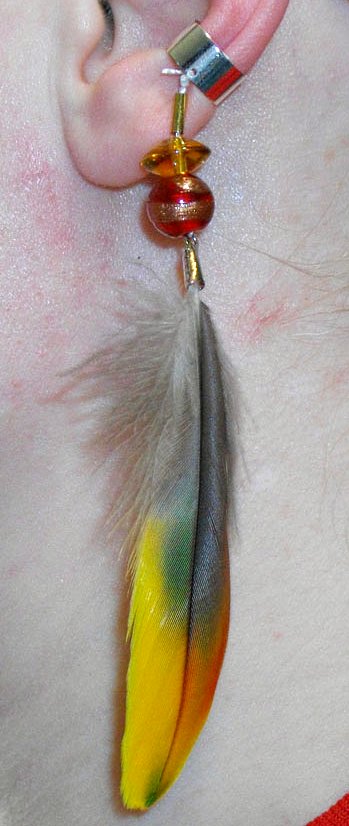 Golden Phoenix feather ear cuff