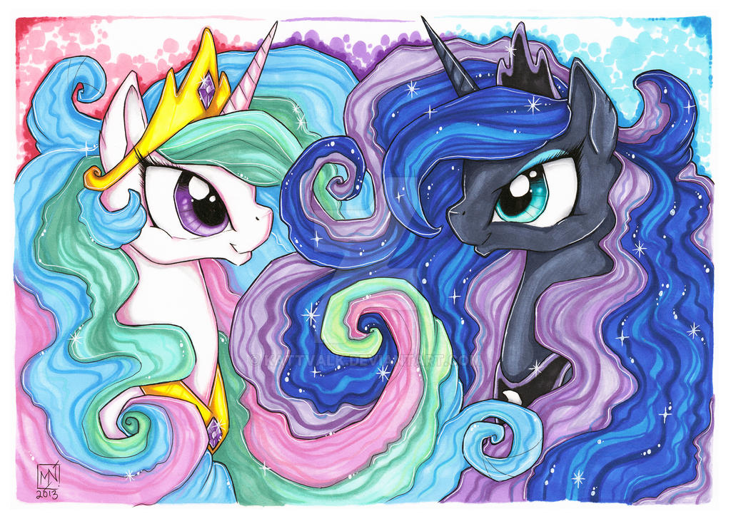 Two sisters: Celestia and Luna