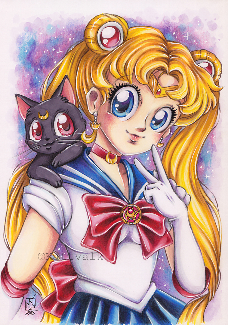 Sailor Moon and Luna