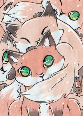 ACEO 145 - Fox Pile by Pumpkin-Cat