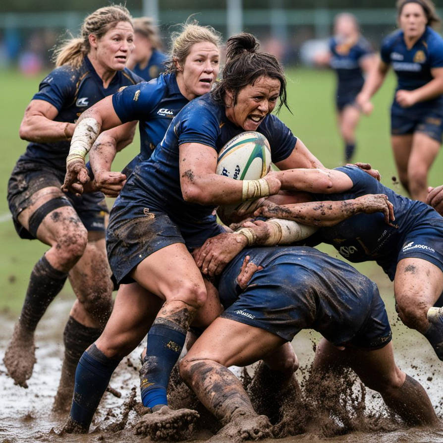Female Rugby Brawl Powerful Women Rugby Team Captains Fight In Mud In by tomboy888888 on ...