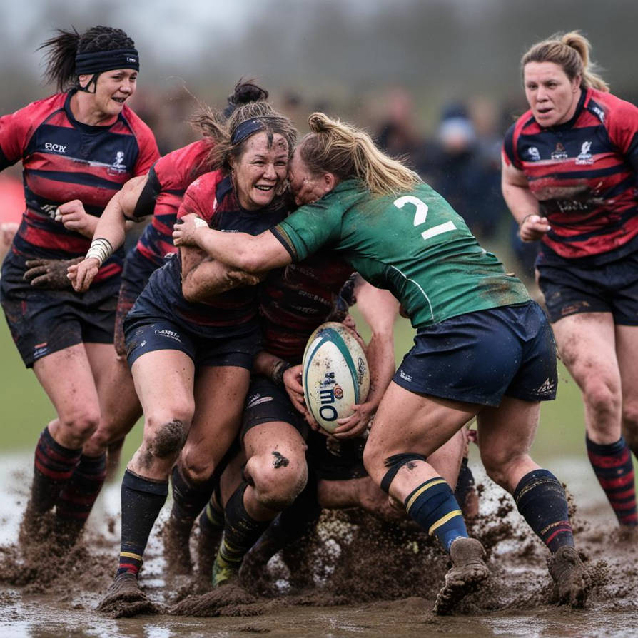 Powerful Women Rugby Team Captains Fight In Mud In by tomboy888888 on ...