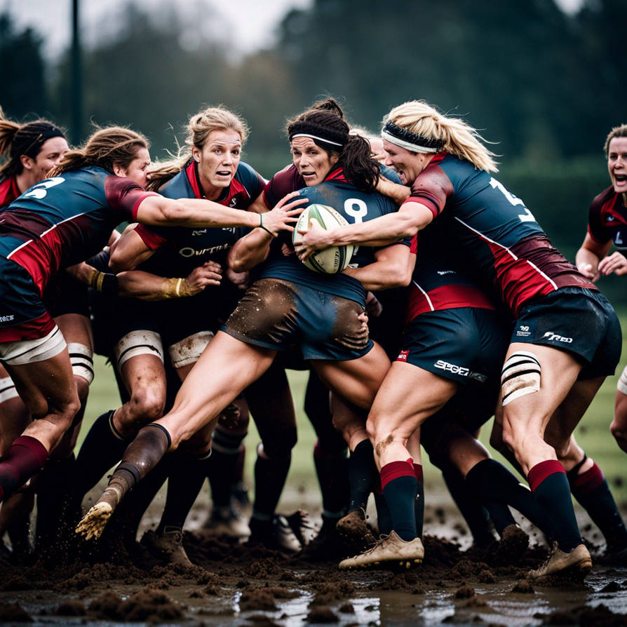 Female Rugby Brawl Two Womens Rugby Teams Fight For The Ball In A Bru by tomboy888888 on ...