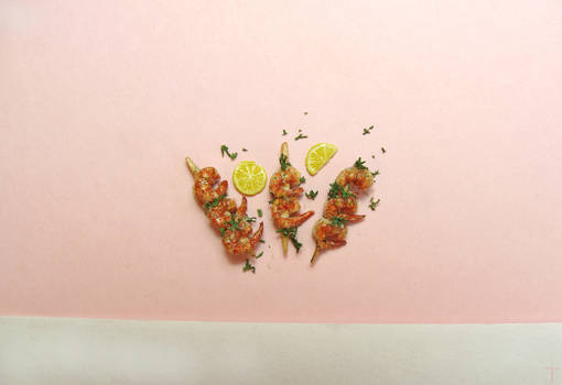 Miniature Shrimp Skewers from Polymer Clay